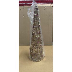 Holiday Lane Shimmer and Light Pink Iron Tree Decoration Beads Multi 20"H NWT